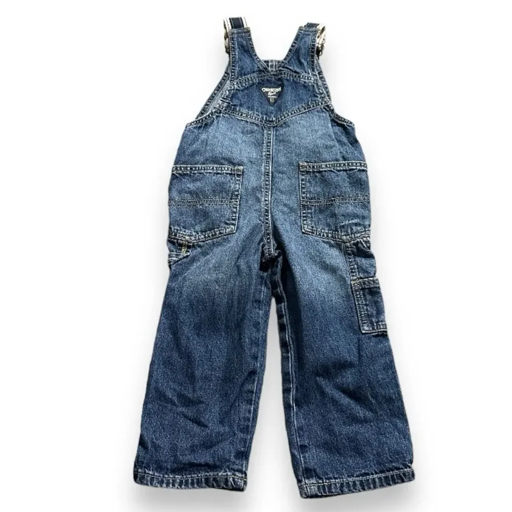 Vintage OshKosh b'Gosh Denim Medium Wash Kid's Overalls Size 2T‎